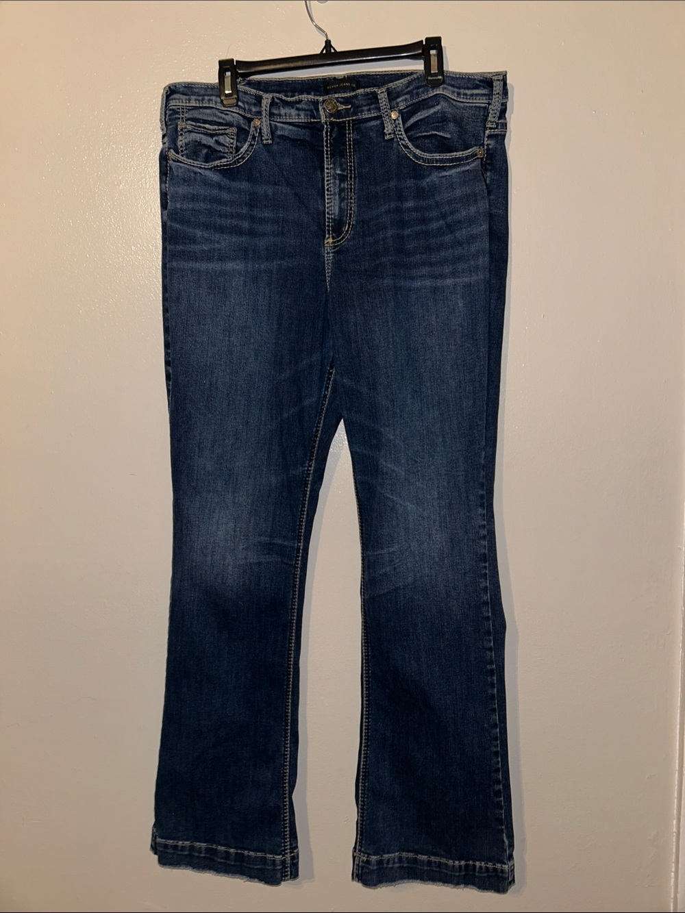 Silver Jeans 18L Trouser Plus Size 18X33 Distressed Dark Jeans Flare Trouser EUC